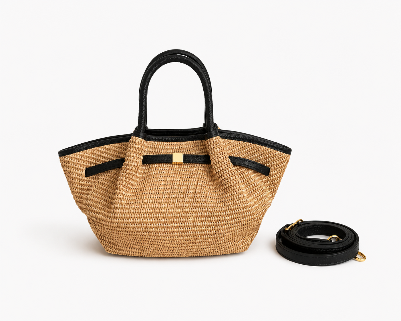 Italian Leather Collection Corrine Small Raffia Bag