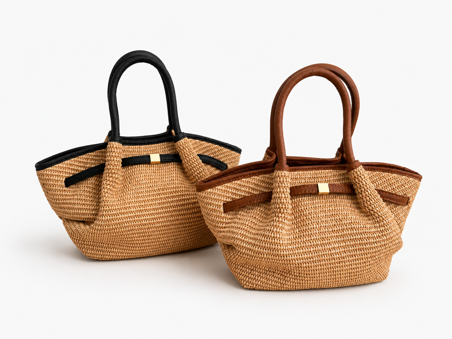 Italian Leather Collection Corrine Small Raffia Bag