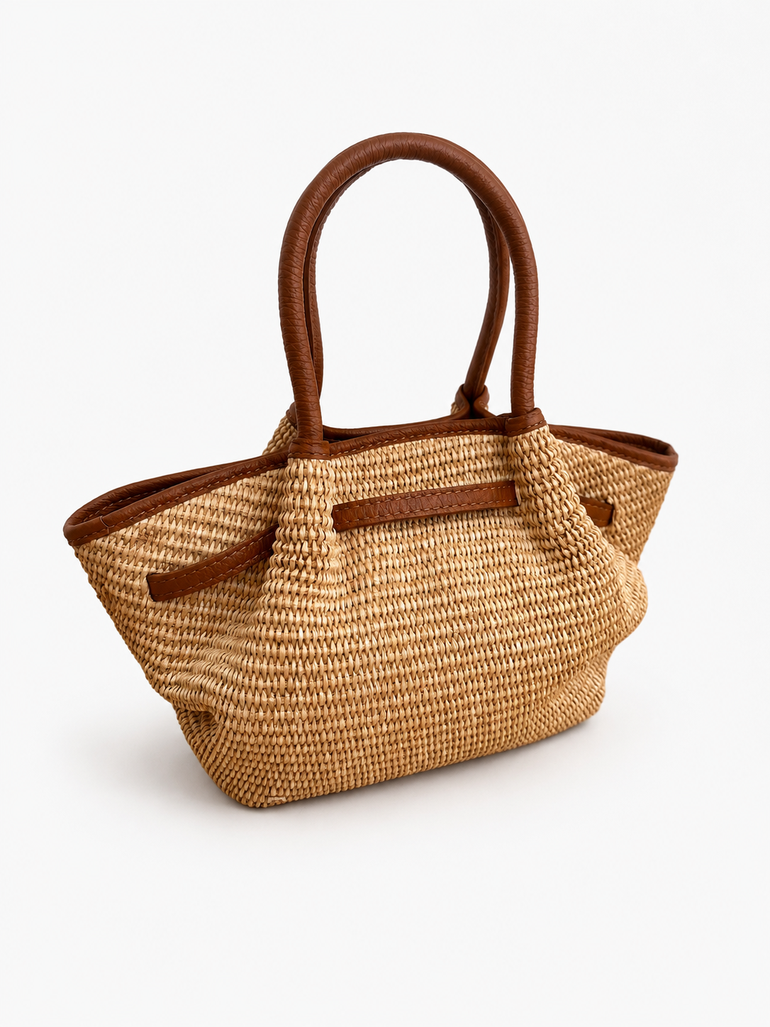 Italian Leather Collection Corrine Small Raffia Bag