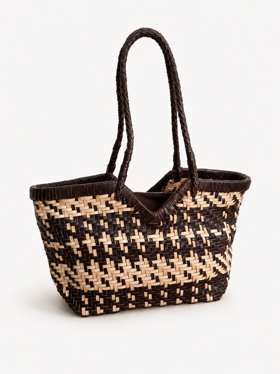 Italian Leather Collection Riri Handwoven Tote in Chocolate