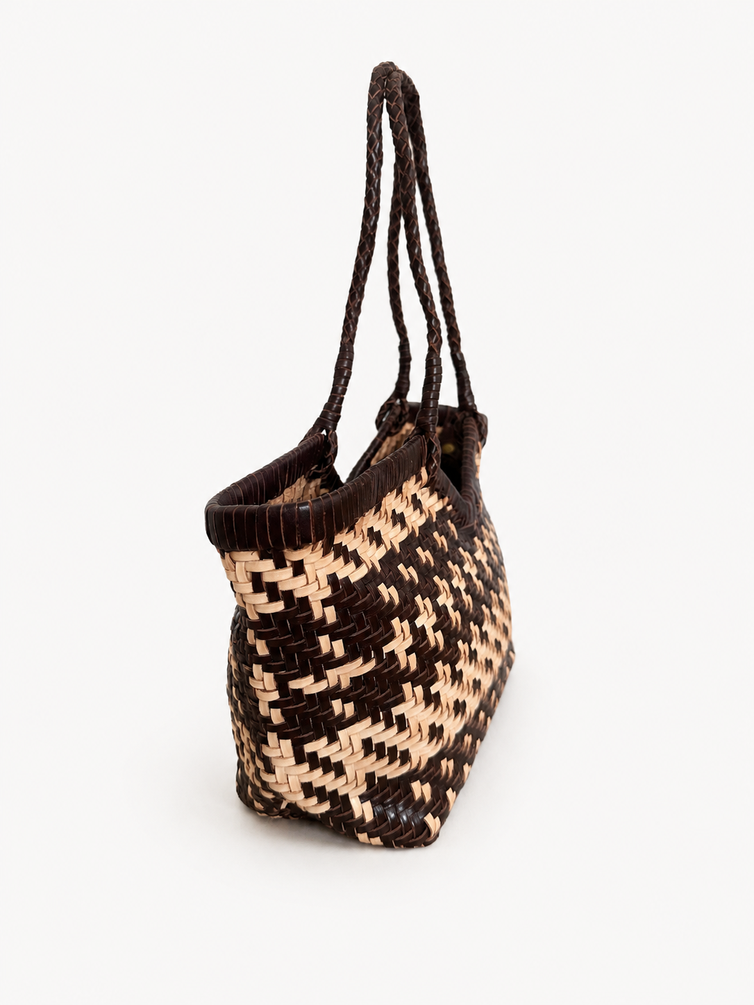 Italian Leather Collection Riri Handwoven Tote in Chocolate
