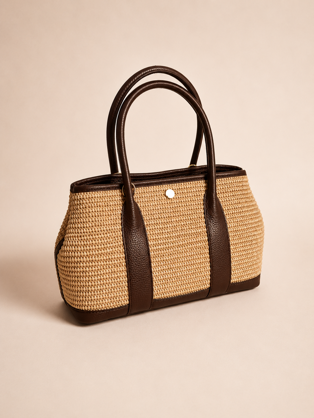 Italian Leather Collection Elise Raffia and Leather Handbag