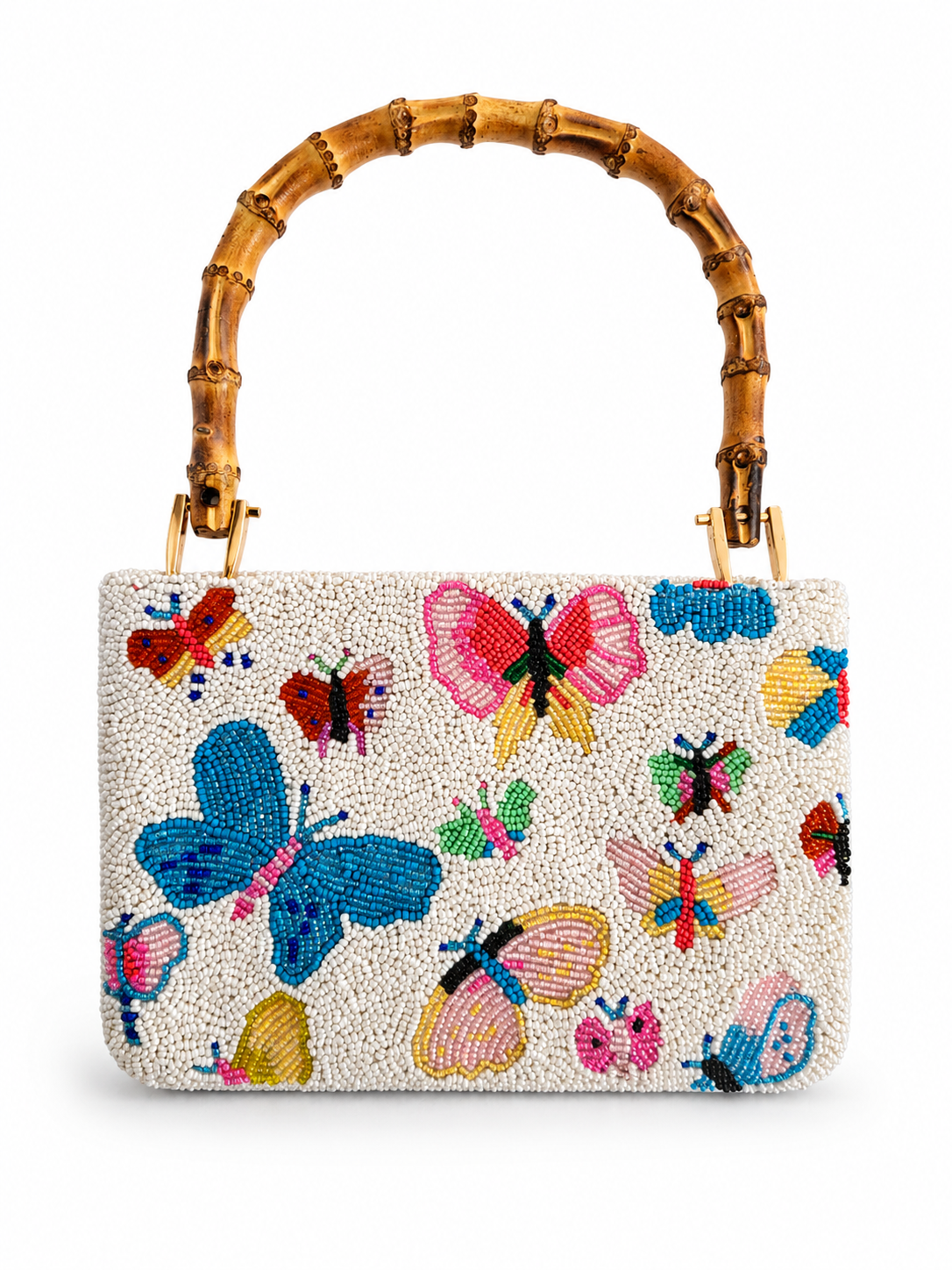 Tiana NY Beaded Butterfly Bamboo Handle Mini Bag