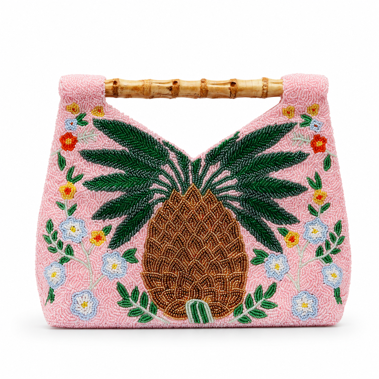 Tiana NY Beaded Pineapple Bamboo Handle Bag BH-680