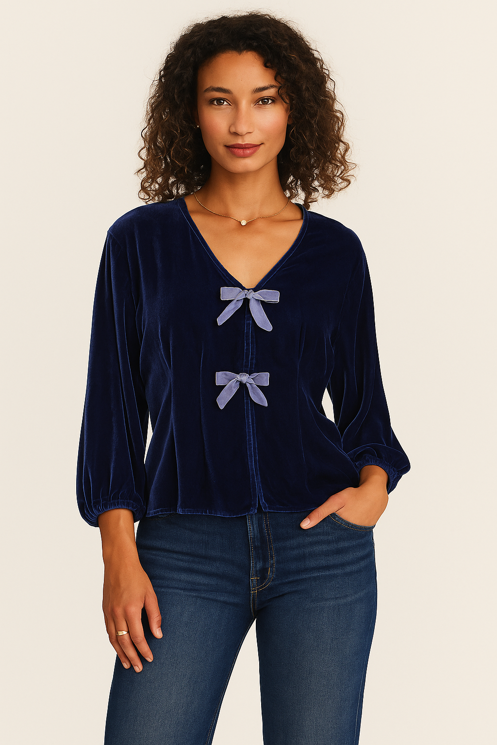 Velvet Elida Bow Velvet Top