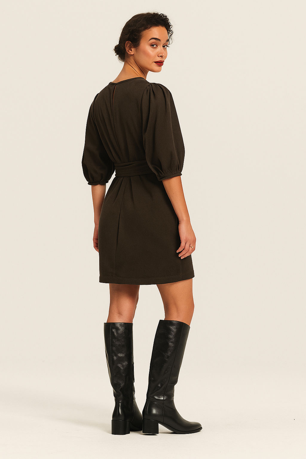 Velvet Zina Pinwale Corduroy Dress with Belt