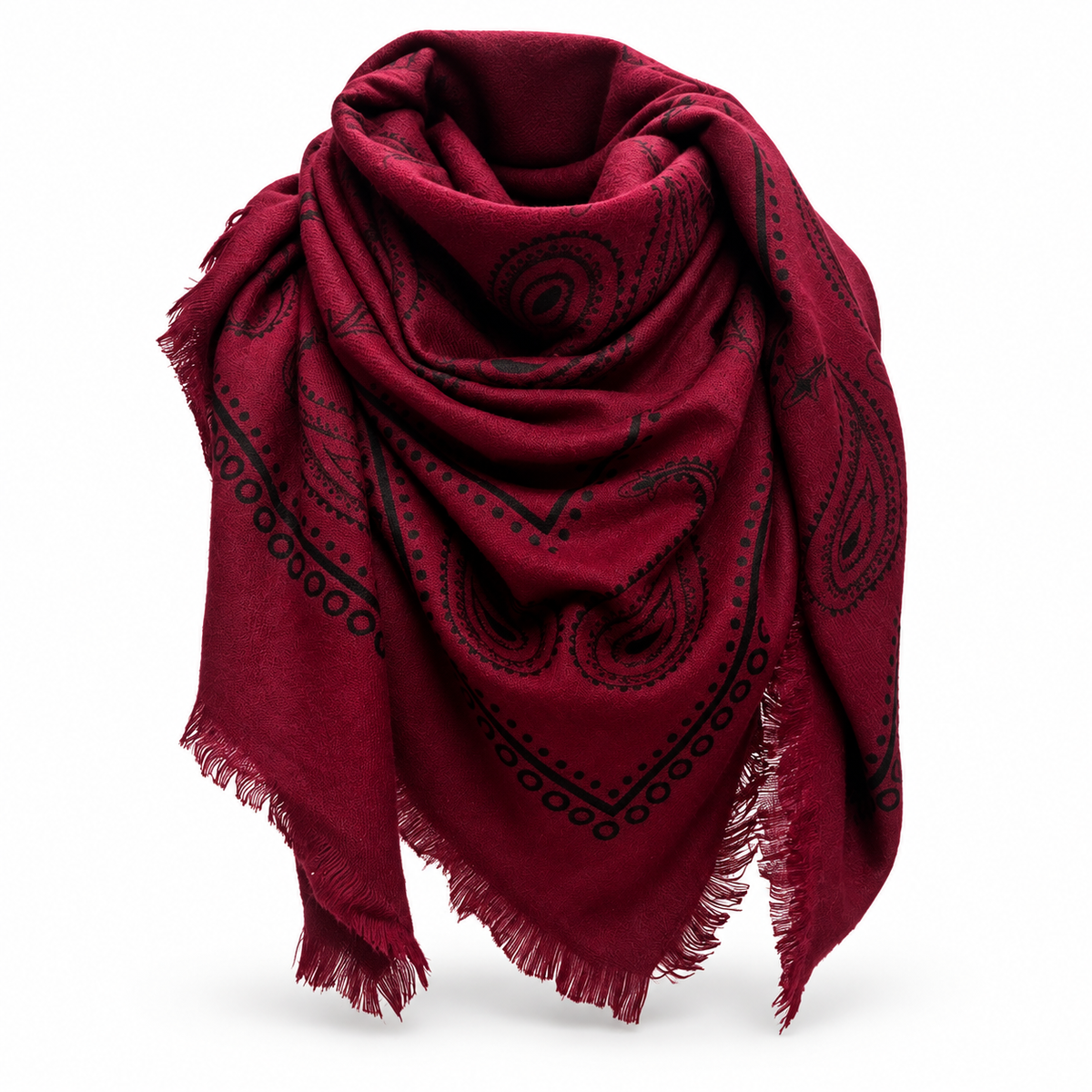 Catherine's Paisley Large Square Cotton/Wool Scarf K2