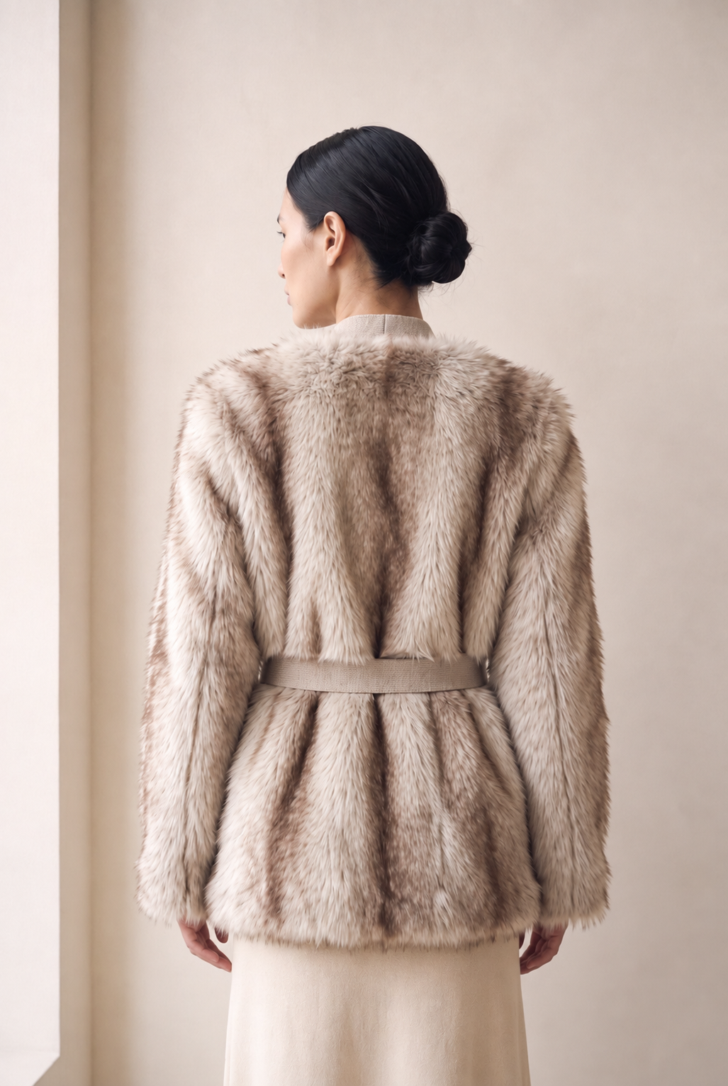 Frisson Belted Faux Fur Cardigan/Jacket