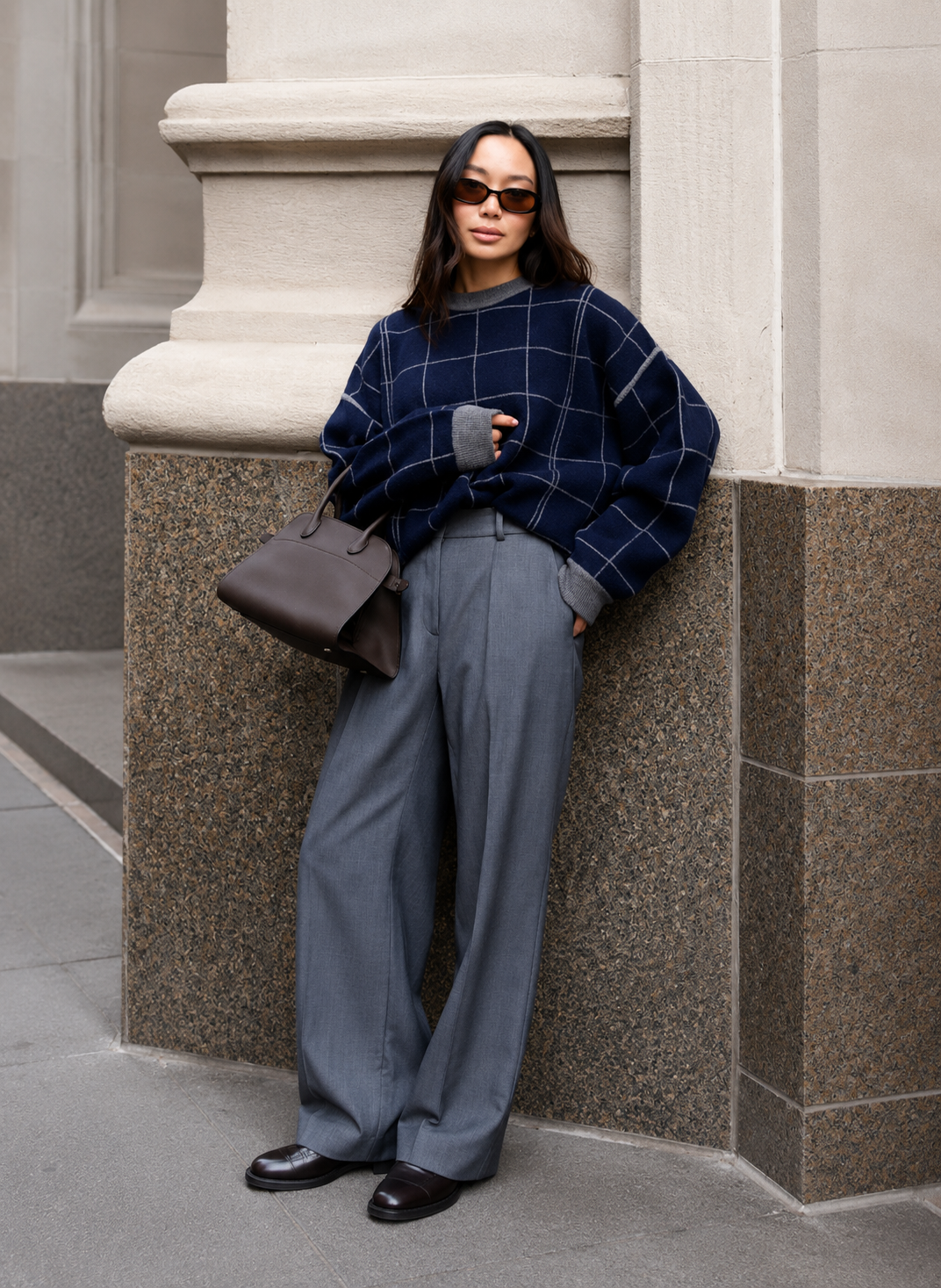 White + Warren Cashmere Blend Windowpane 21936B