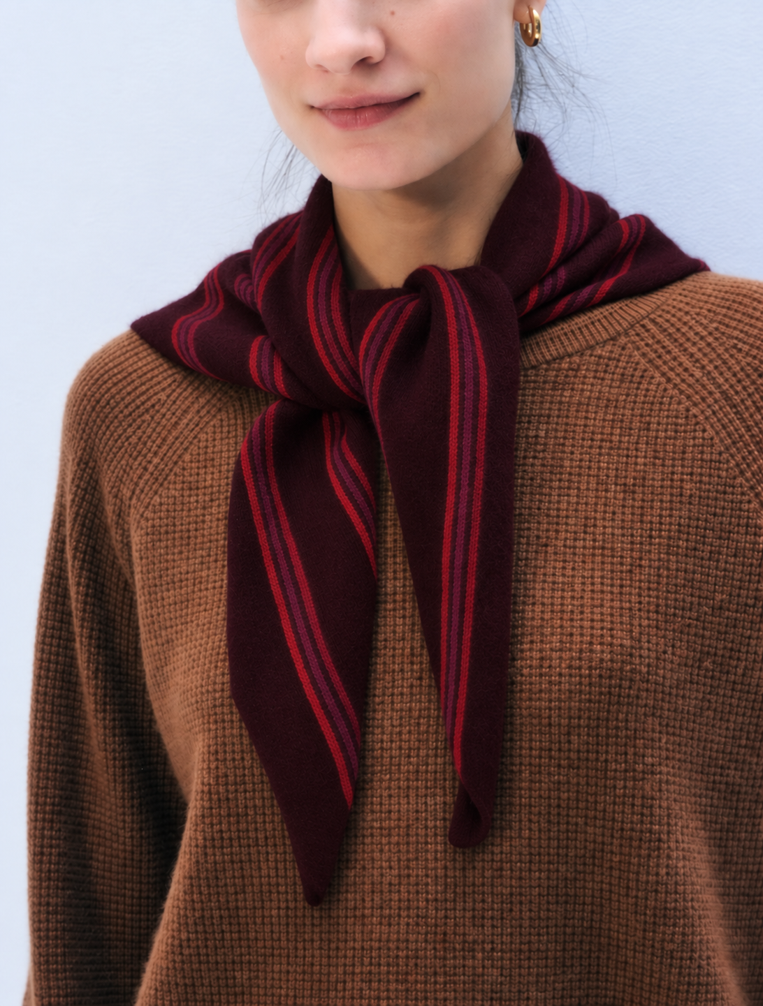 White + Warren Cashmere Striped Neckerchief 20594A