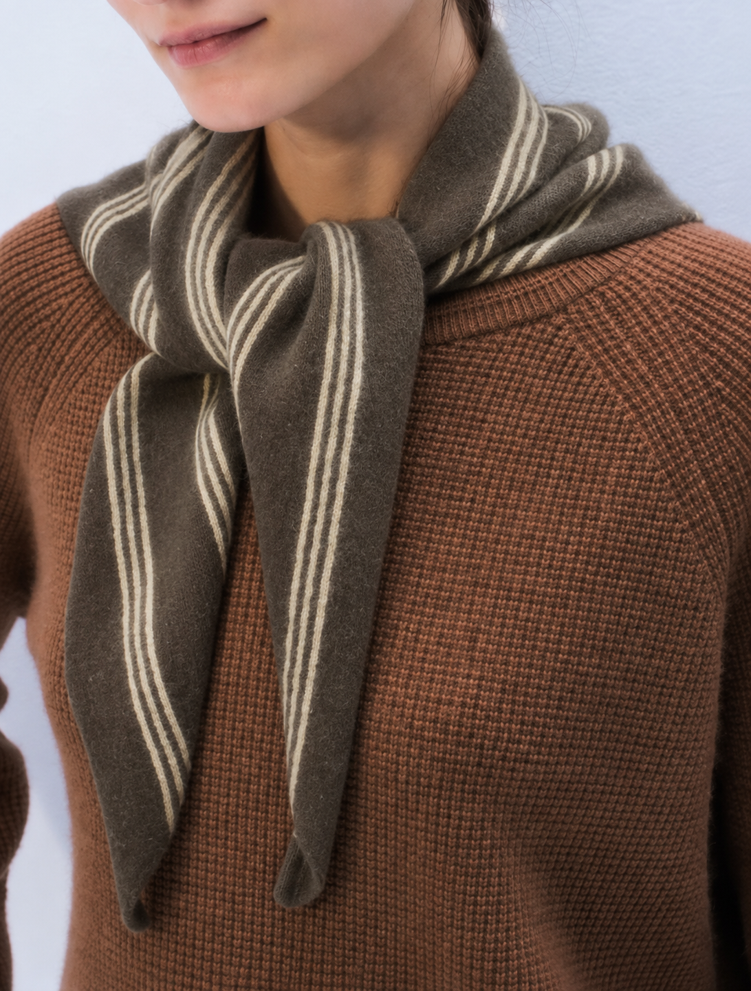 White + Warren Cashmere Striped Neckerchief 20594A