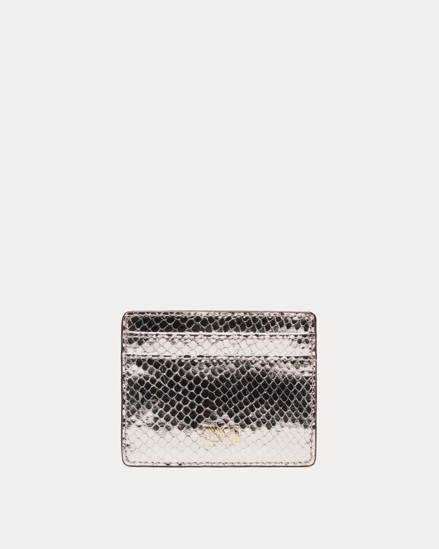 Frances Valentine Card Case Metallic Snake Leather