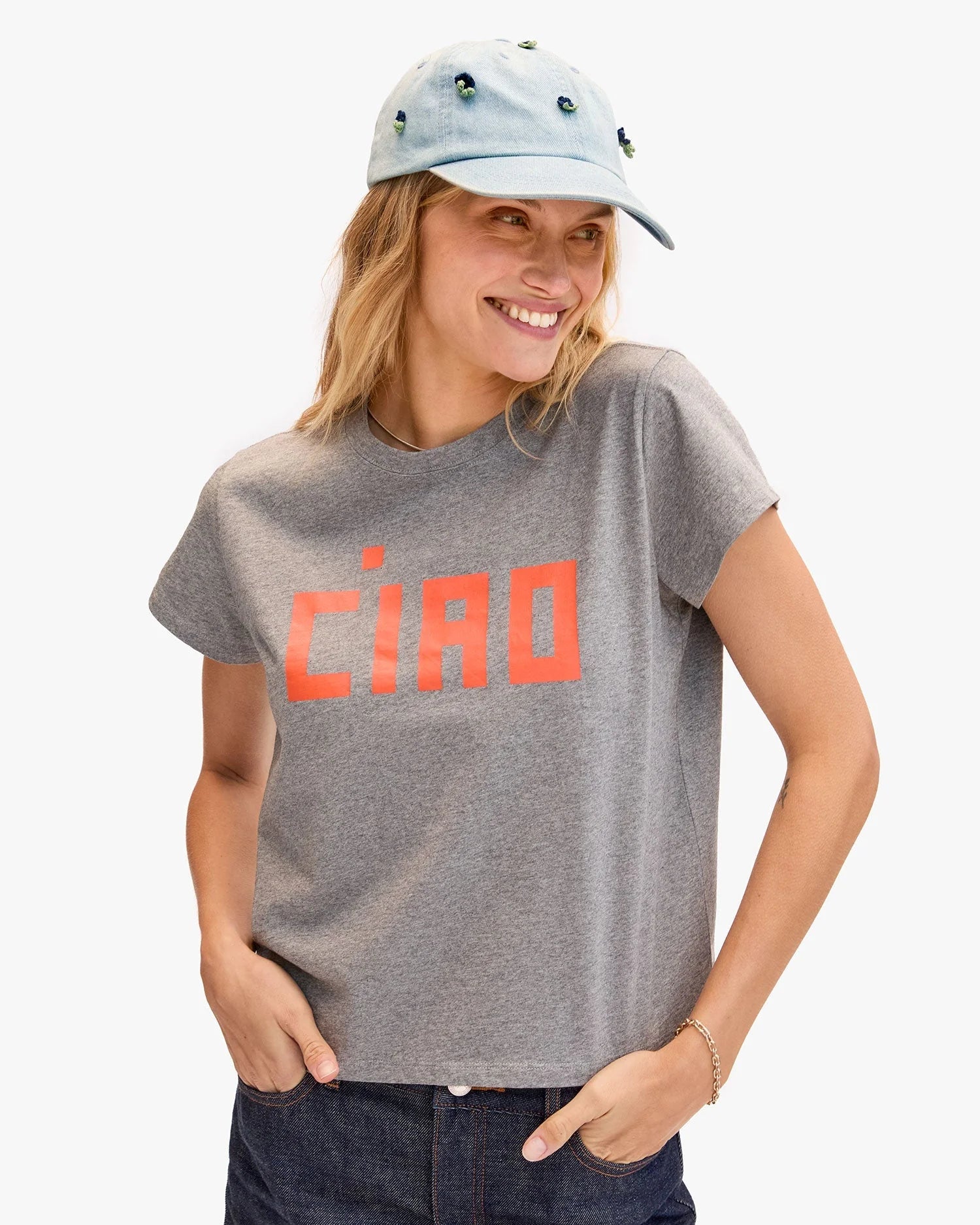 Clare V. Denim Baseball Hat AC-HT-HT-100191