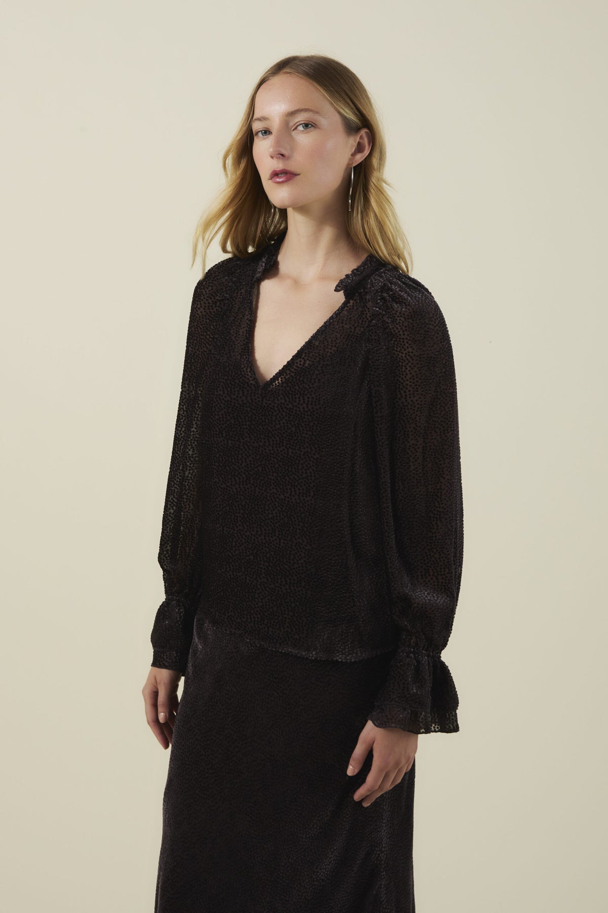 Velvet by Graham and Spencer Emerson Blouse in Dotted Burnout Velvet
