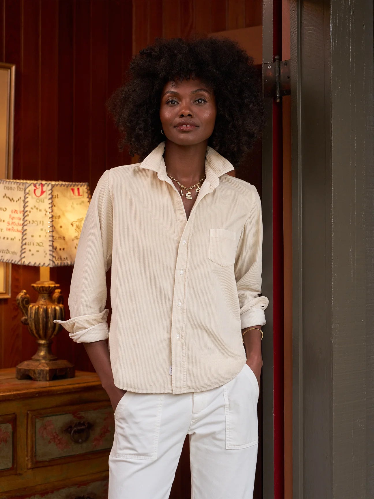 Frank & Eileen Barry Corduroy Tailored Button-Up Shirt