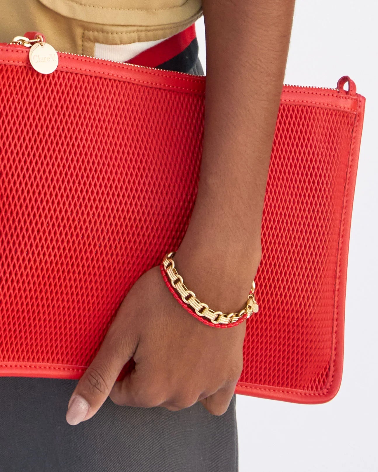 Clare V. Enamel Barrel Chain Bracelet CVJ 1000506