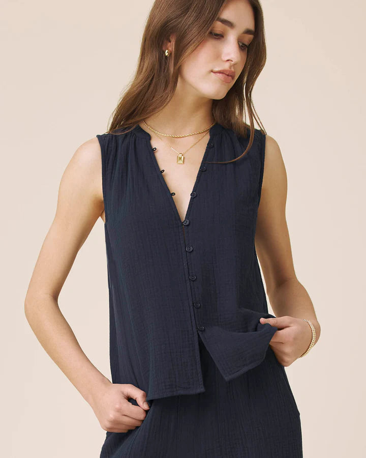 Splendid Ava Gauze Button Tank RS6W000