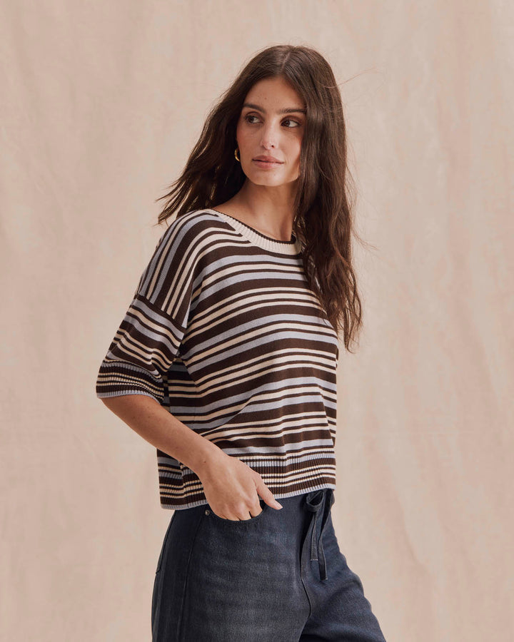 Splendid Georgie Short Sleeve Stripe Sweater RF6S612