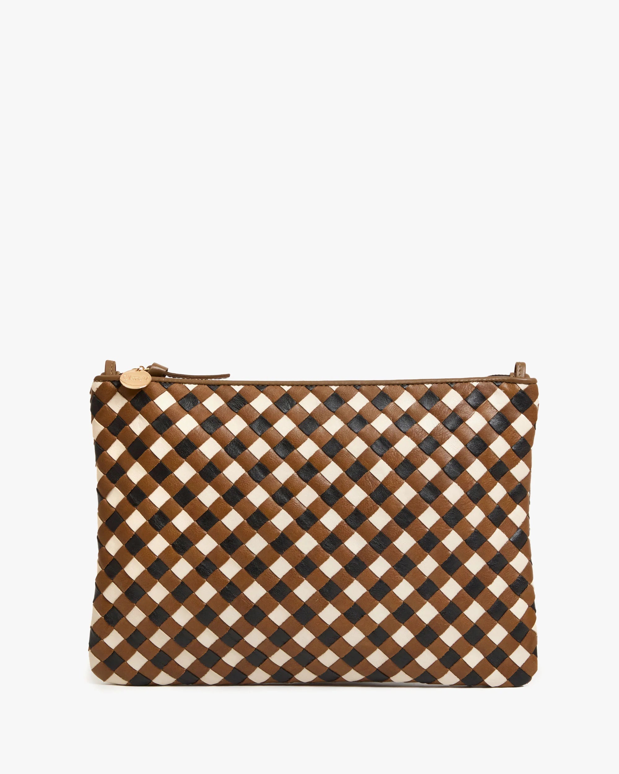 Clare V. Flat Clutch with Tabs Medium Woven Diagonal
