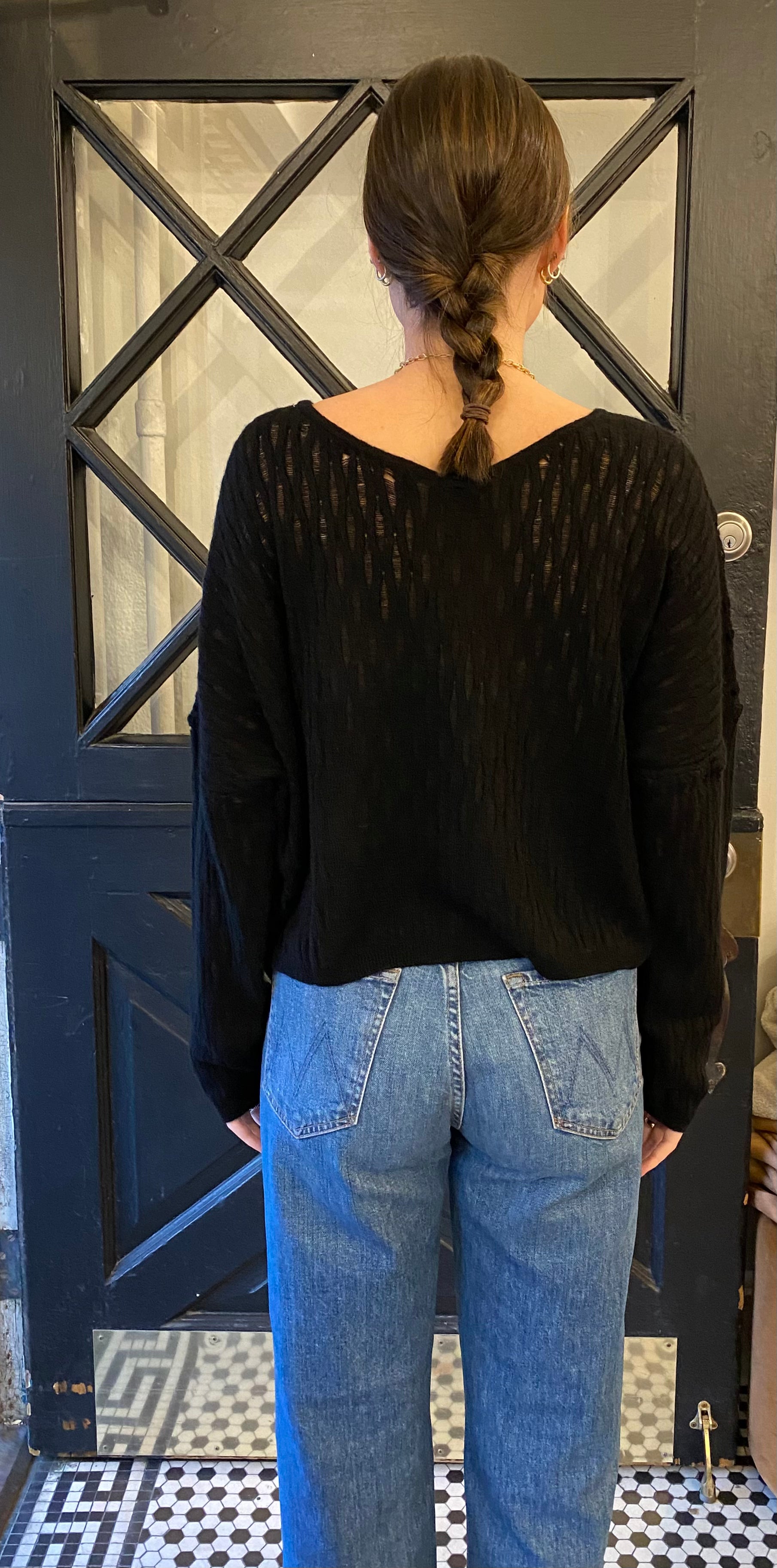 Catherine's Private Label Cashmere Pointelle Nala Sexy Back Sweater
