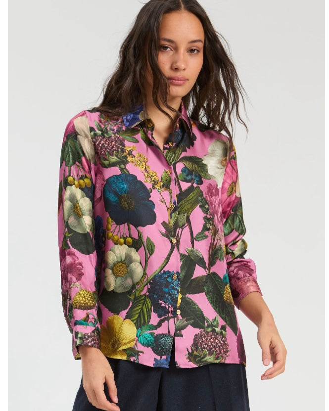 Vilagallo Floral Print Silk Blouse 34098