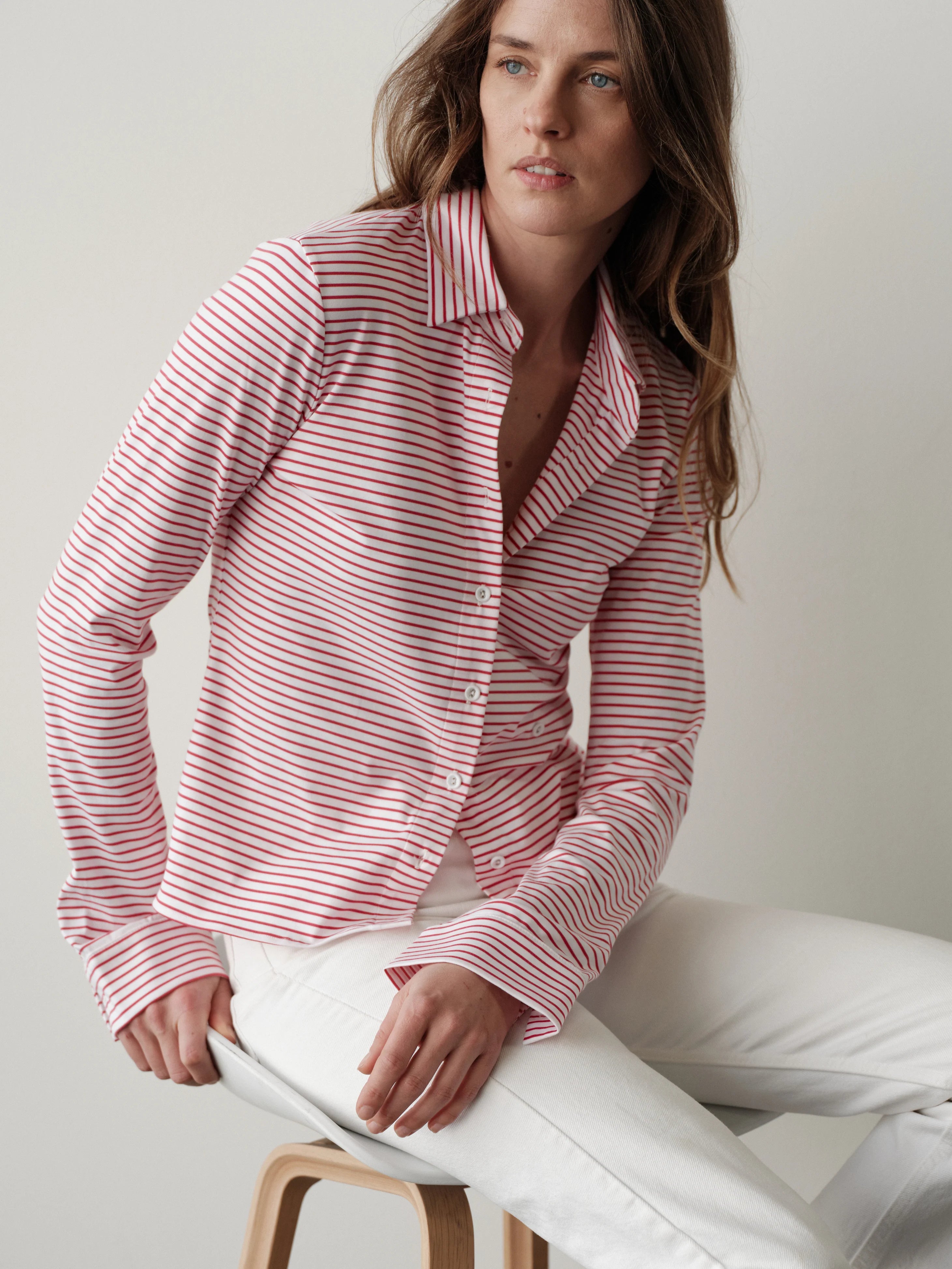 Cissa The Fitted Cotton Knit Blend Shirt