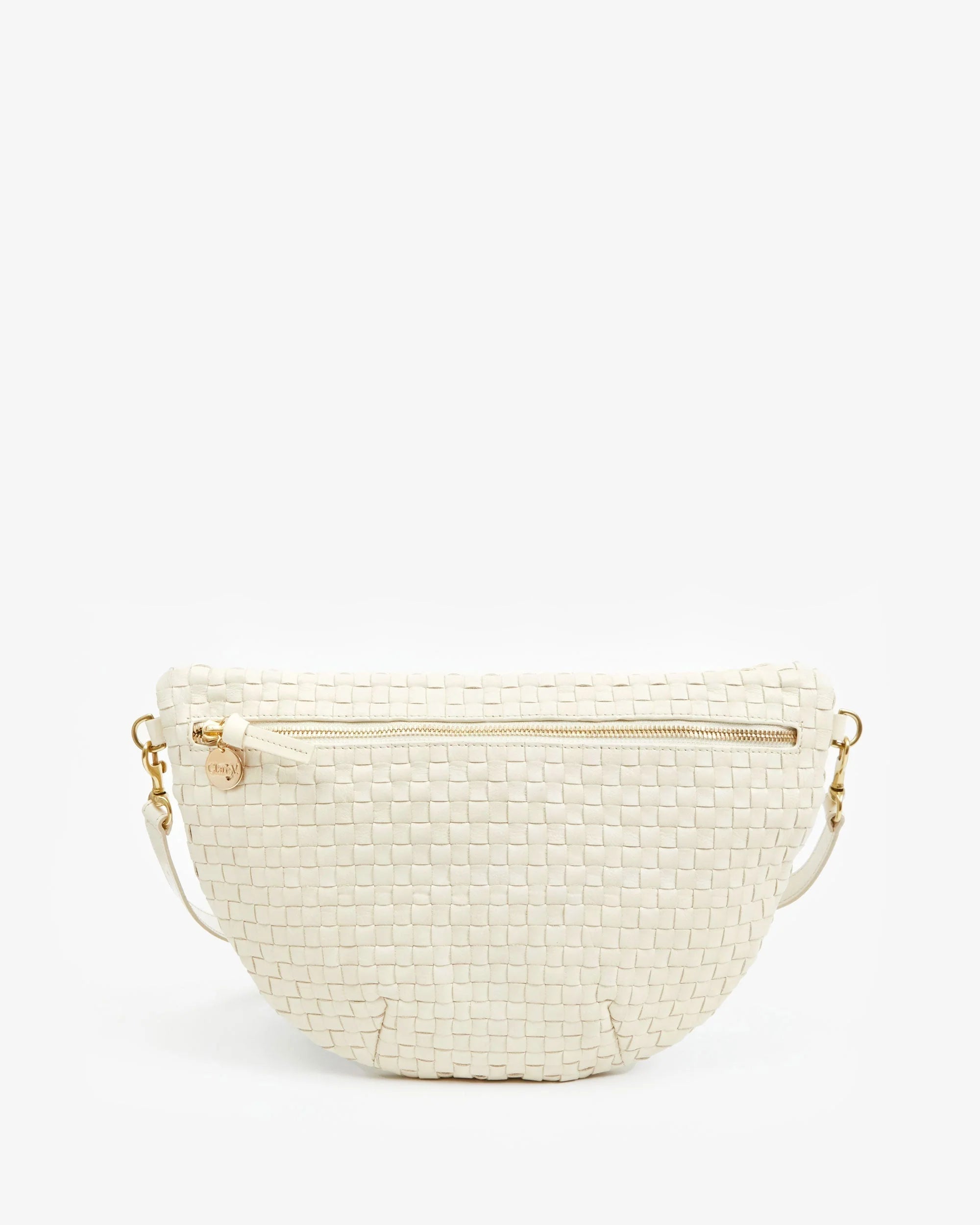 くらら Clare V. Grande Fanny Woven Checker Cream HB-FP-GF-100094
