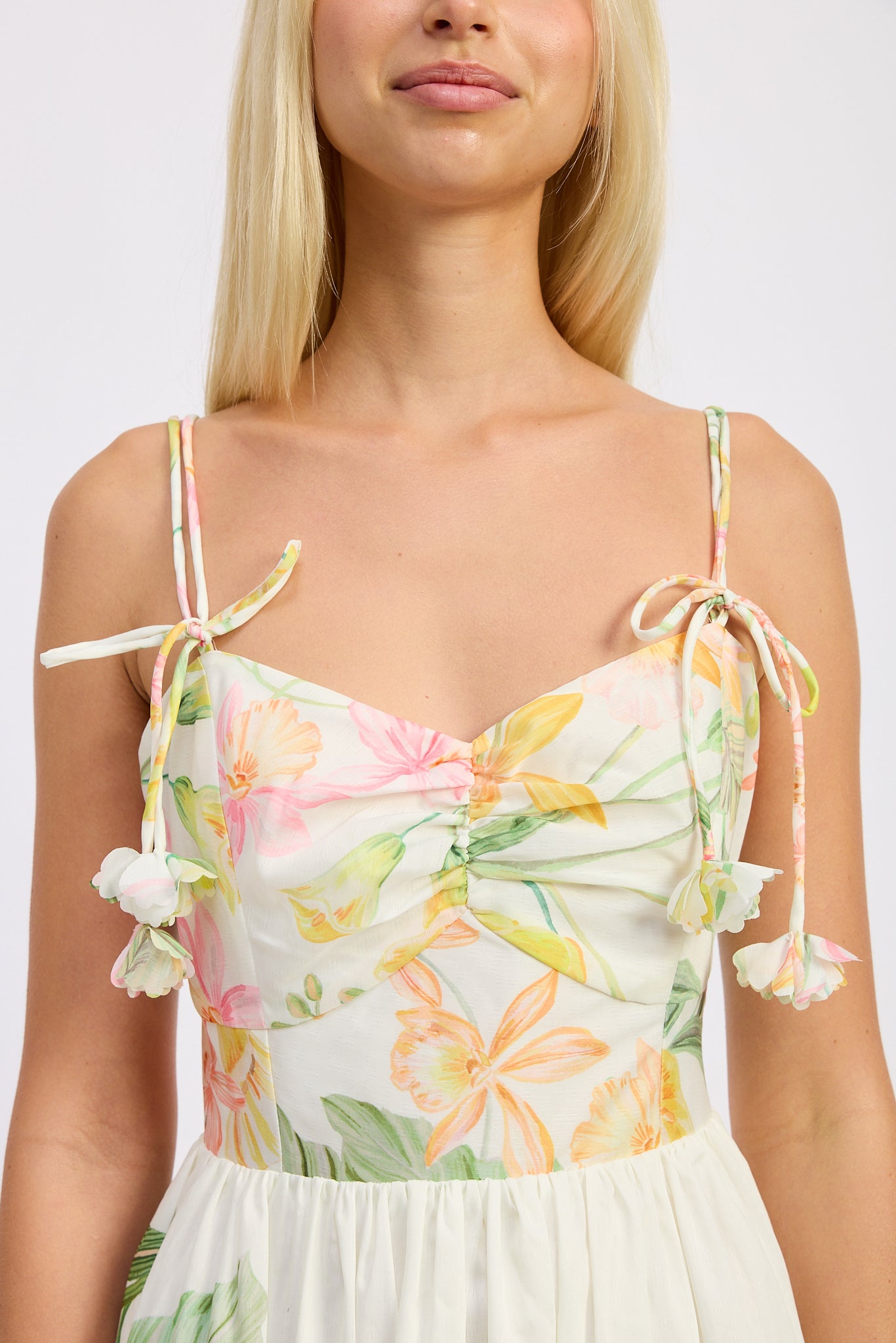 En Saison Camilla Midi Dress with Floral Straps
