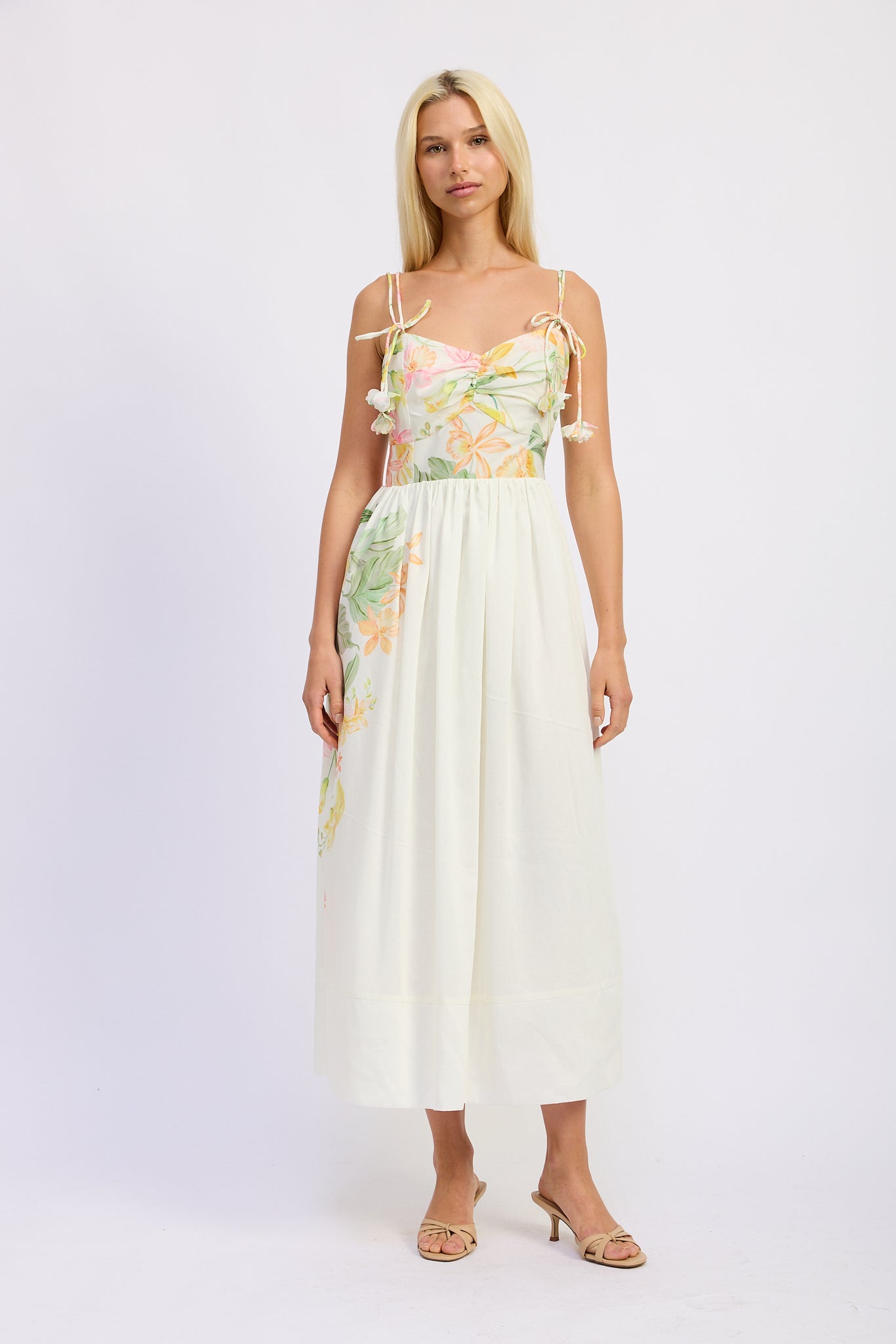 En Saison Camilla Midi Dress with Floral Straps