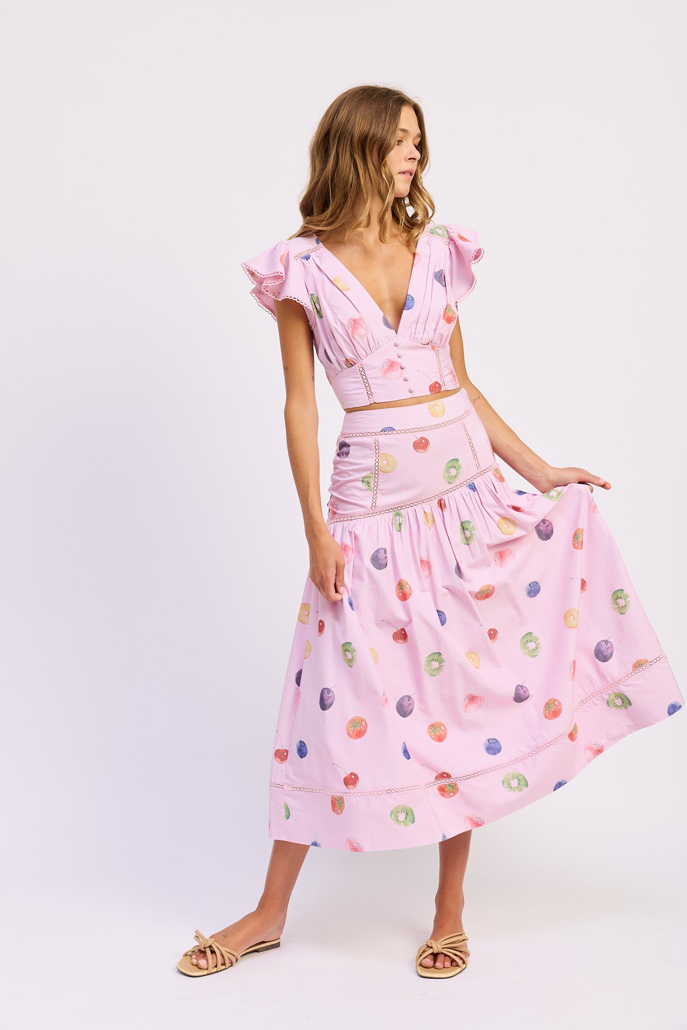 En Saison Fruit Medley Midi Skirt