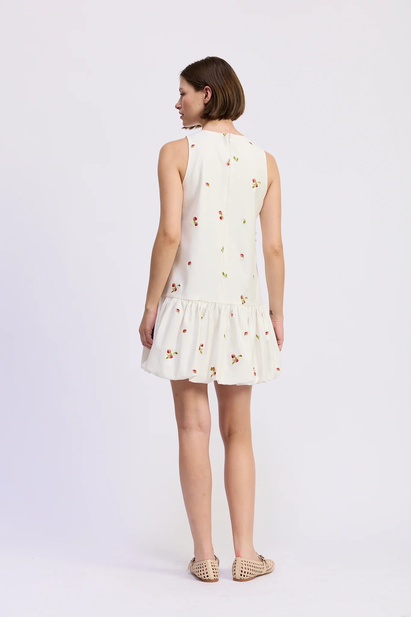 En Saison Strawberry Kiss Bubble Hem Mini Dress