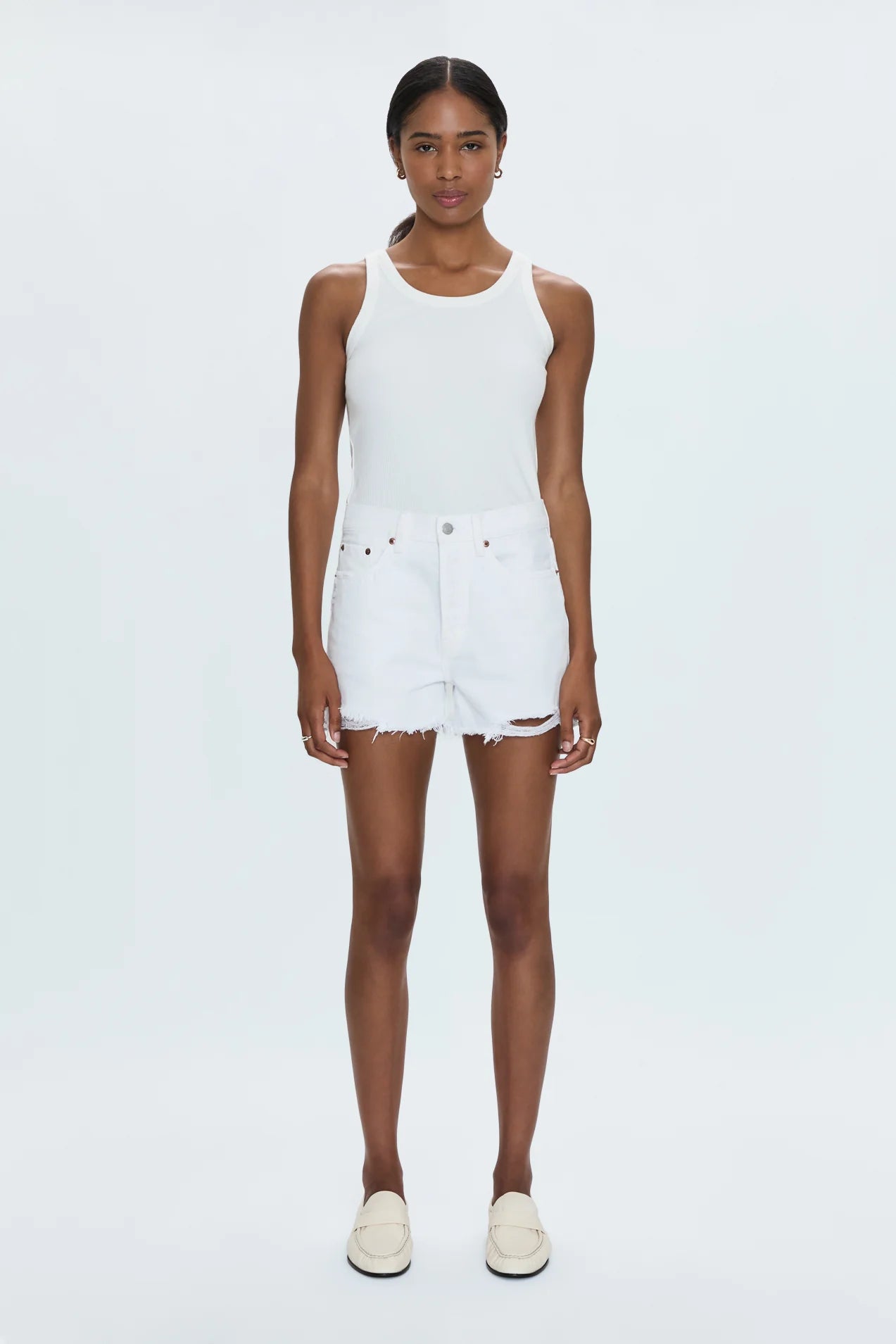 Pistola Nova High Rise Cut Off Short White