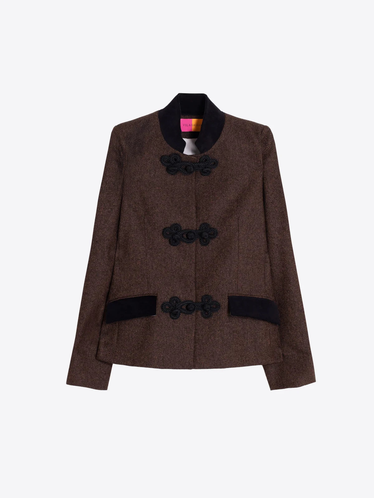 Vilagallo Brown and Black Herringbone Jacket 33931