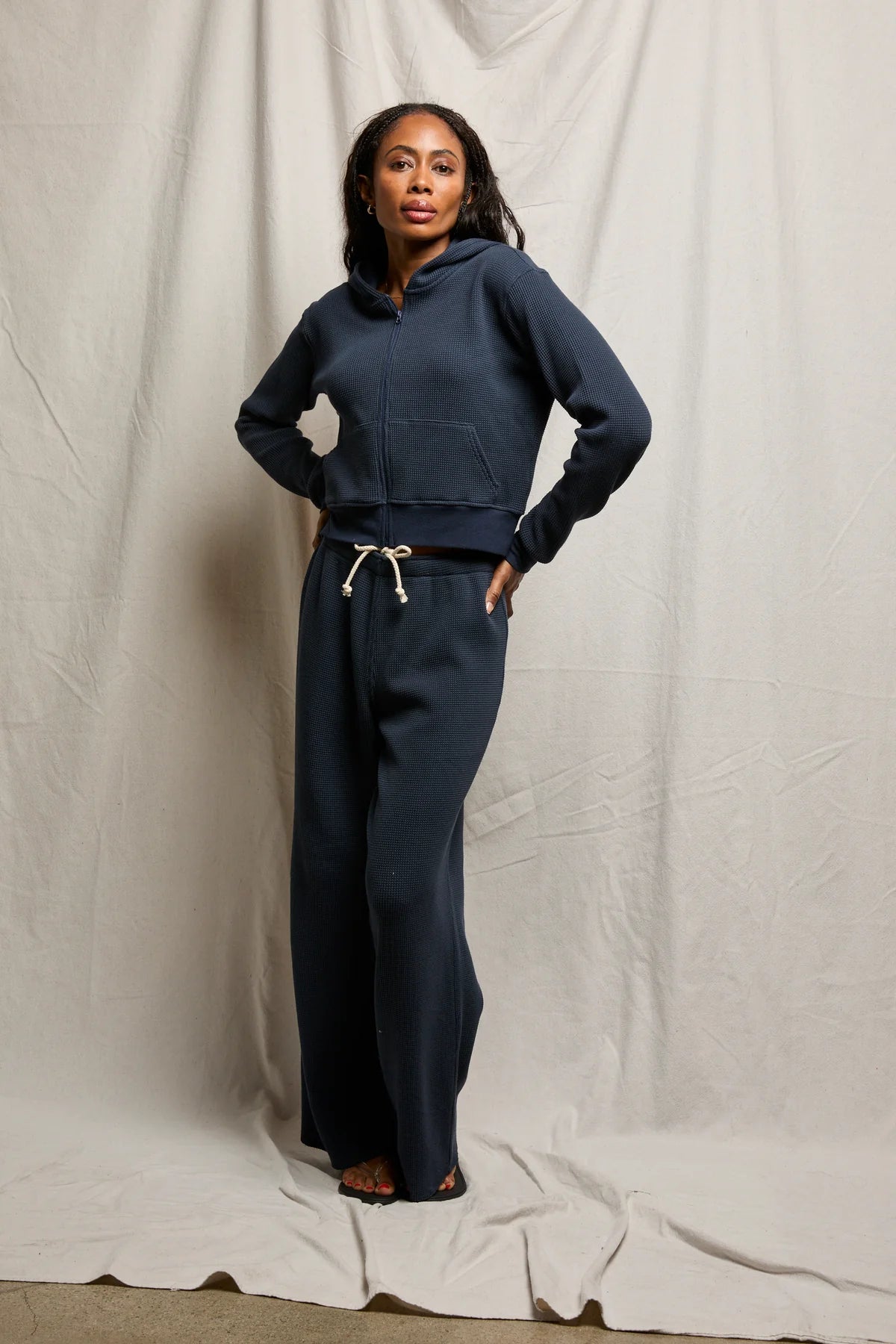 Perfect White Tee Inez Waffe Zip-Up Hoodie