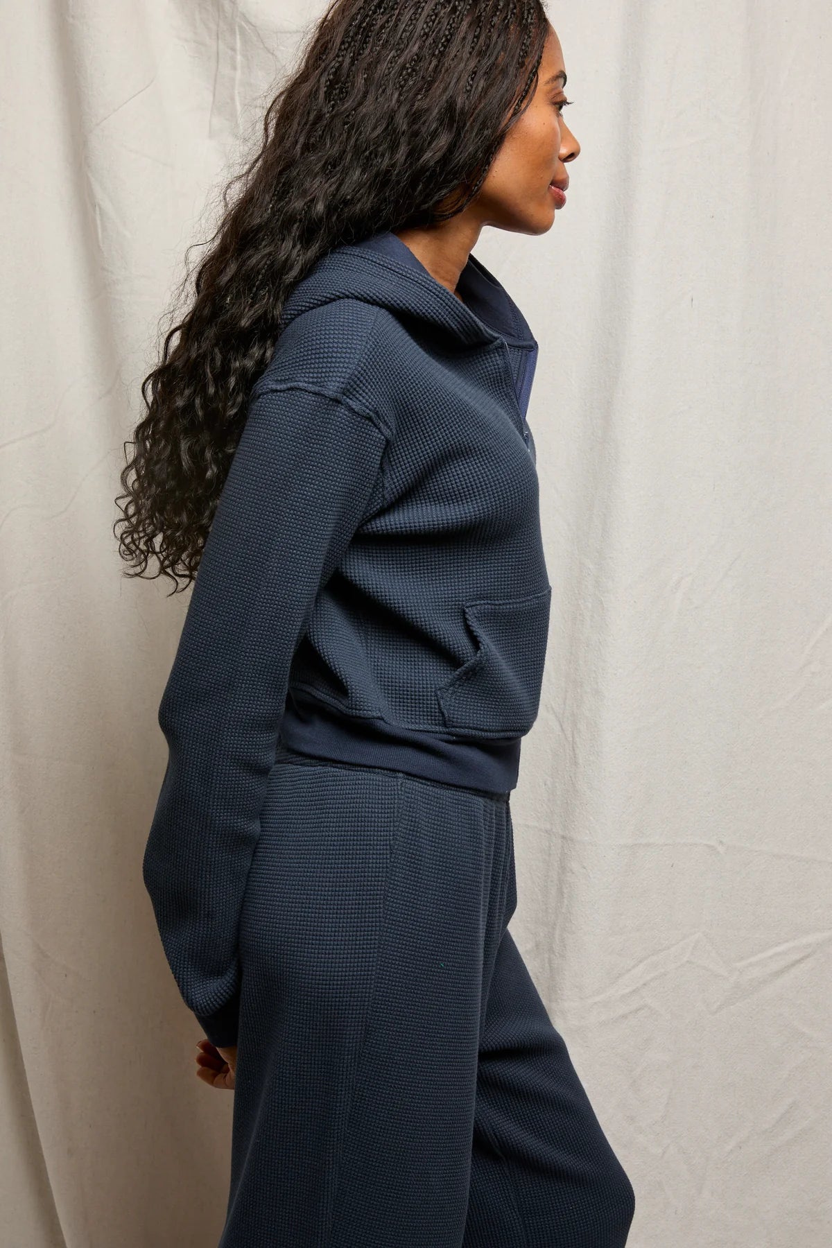 Perfect White Tee Inez Waffe Zip-Up Hoodie