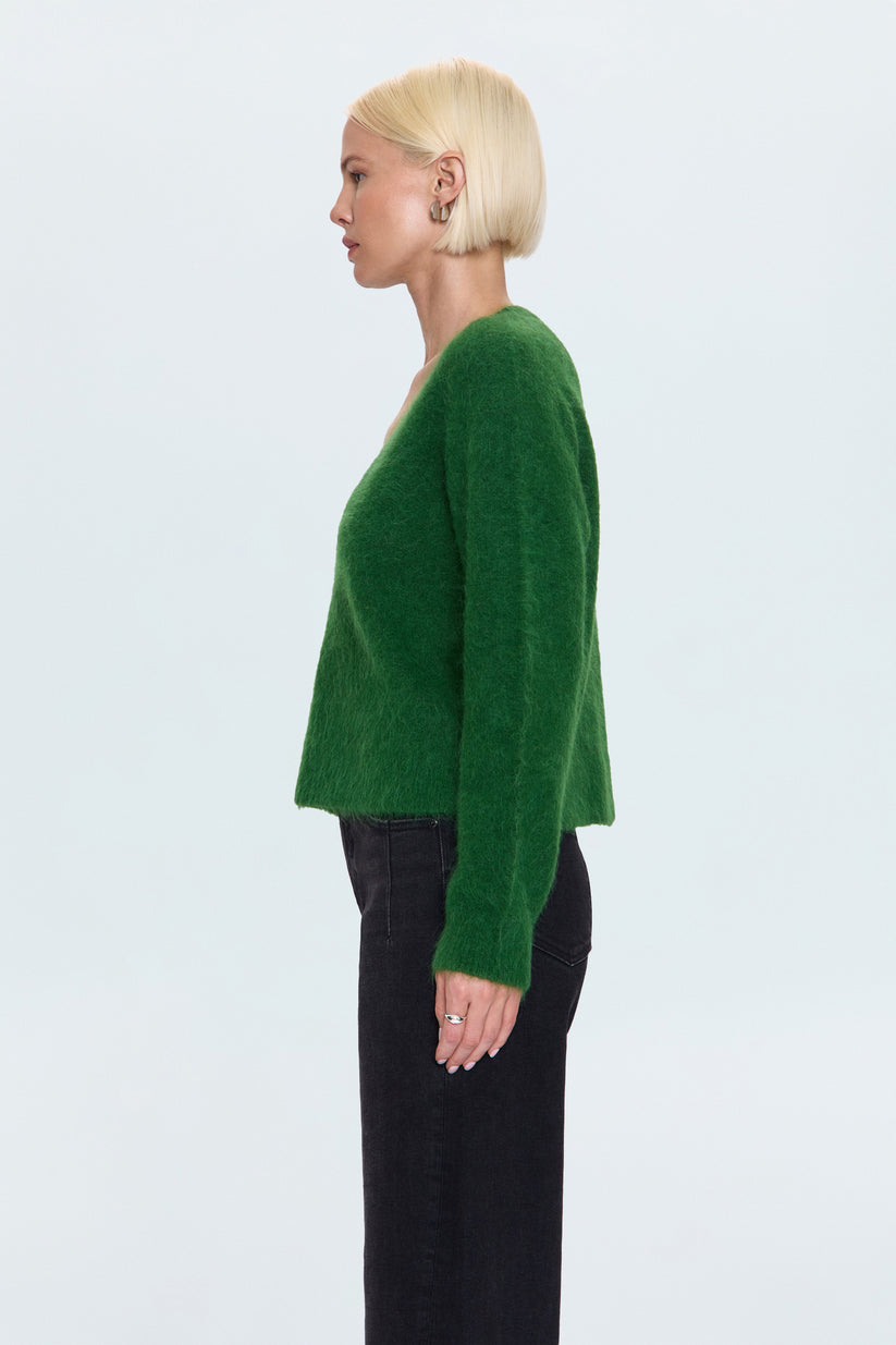 Pistola Kit V-Neck Long Sleeve Pullover Sweater - Wintergreen