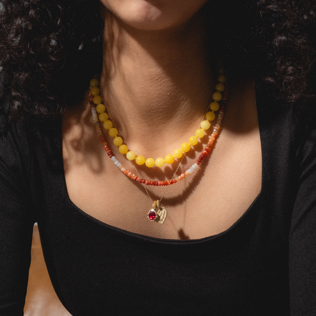 Anokhi Green Yellow Jade Summer Necklace NKK44C