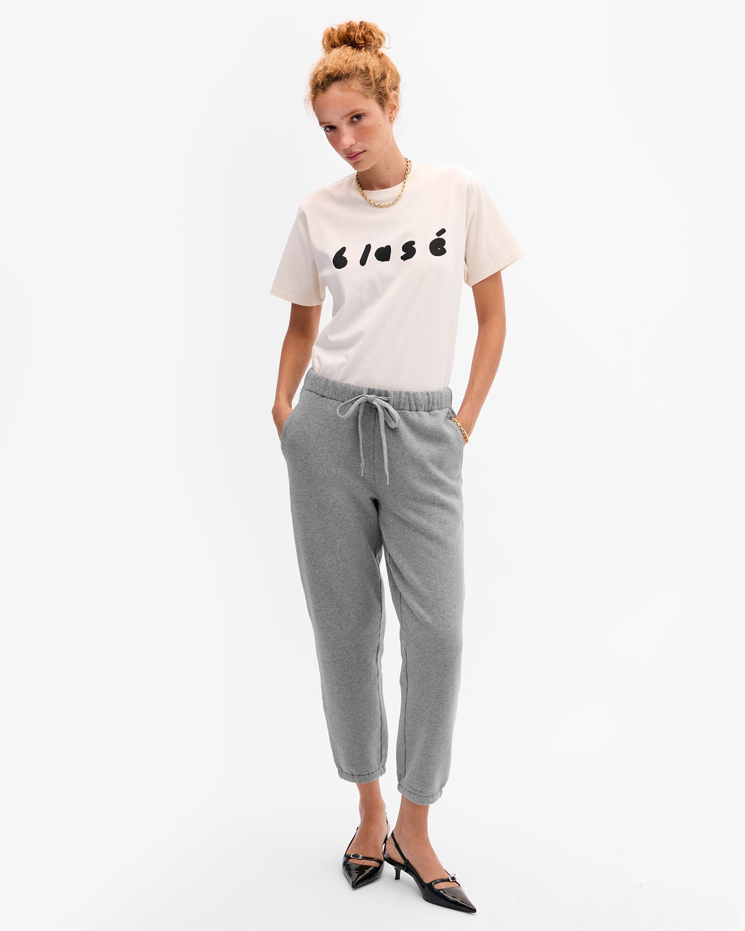 Clare V. Original Tee Cream w/ Black Blase CVA1000374