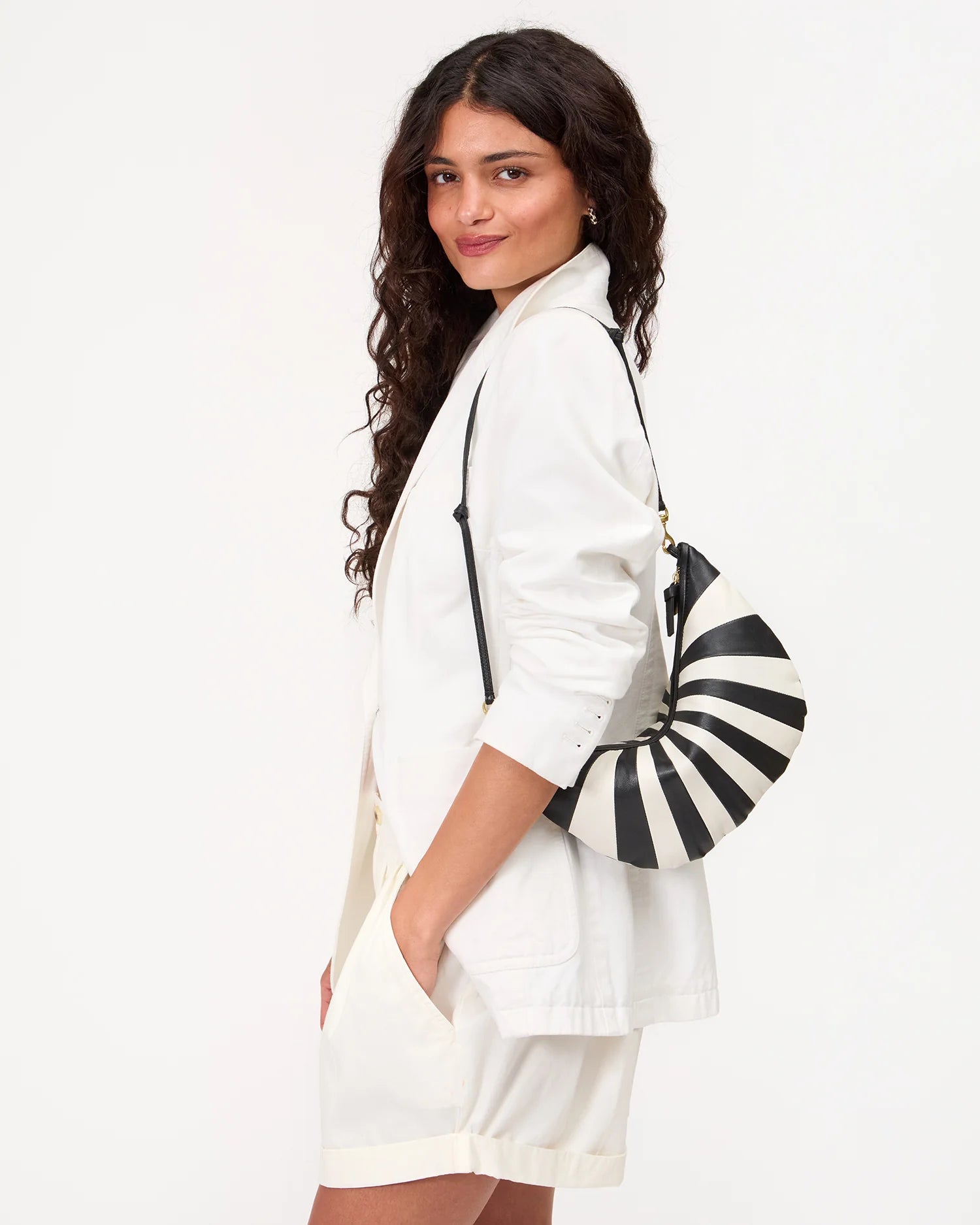 Clare V Lune Black and Cream Sunburst HB-SH-NT-100010