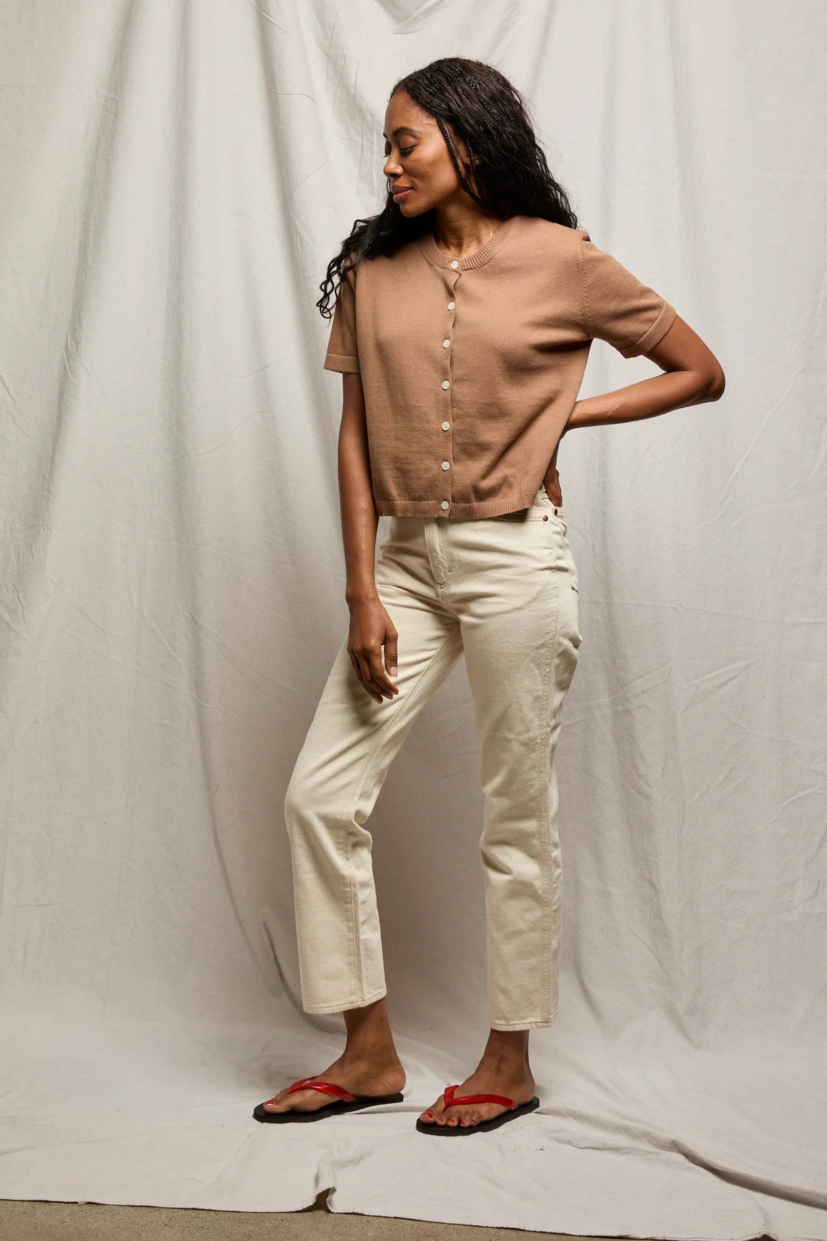 Perfect White Tee Maude Crewneck Cardigan