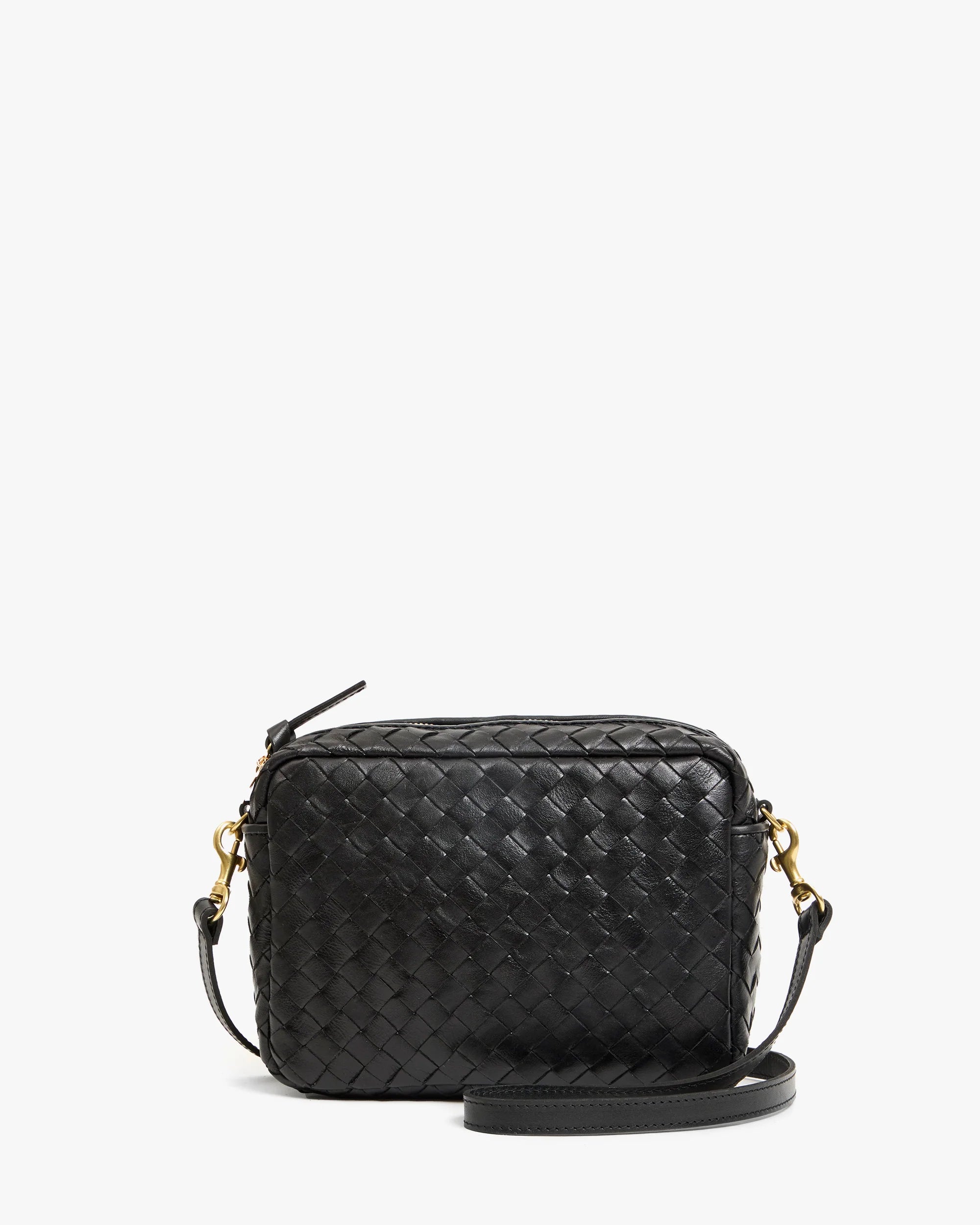 Clare V Midi Sac Medium Woven Diagonal Black CVH1000270