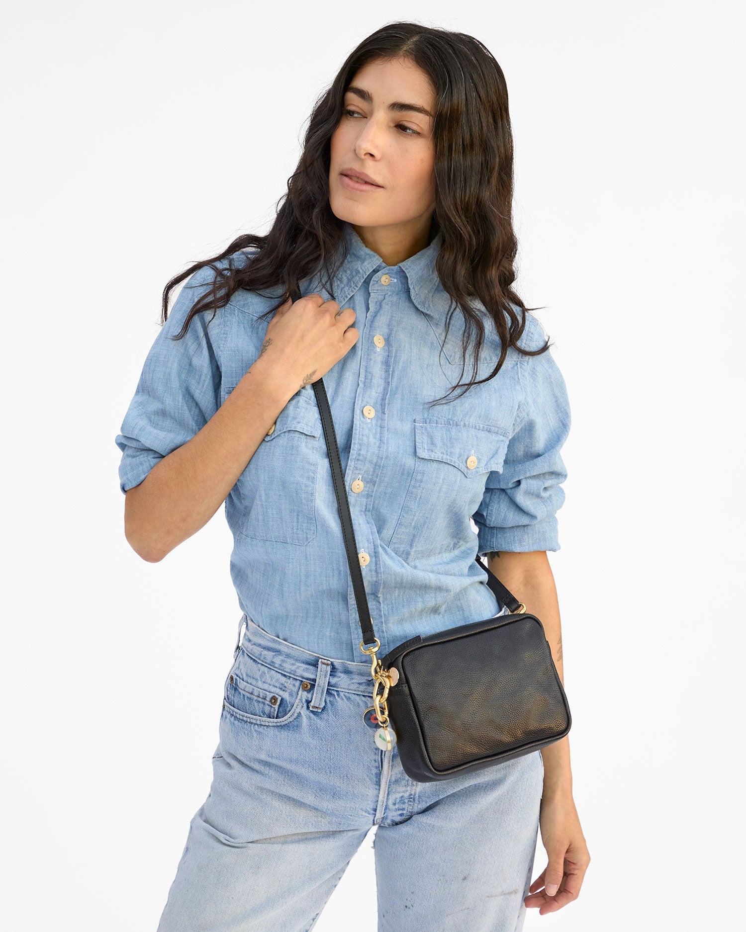 Clare V. Midi Sac Black Petit Caviar CVH1000273