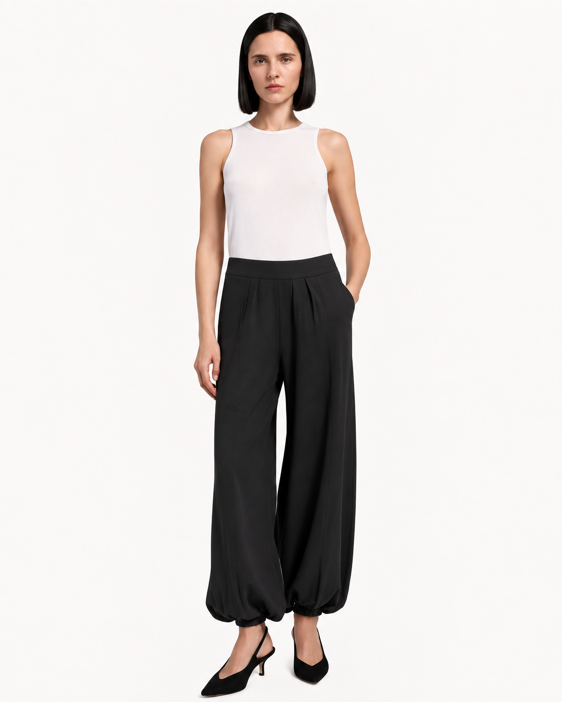 Minnie Rose Knit Viscose Pleated Balloon Pant 9942