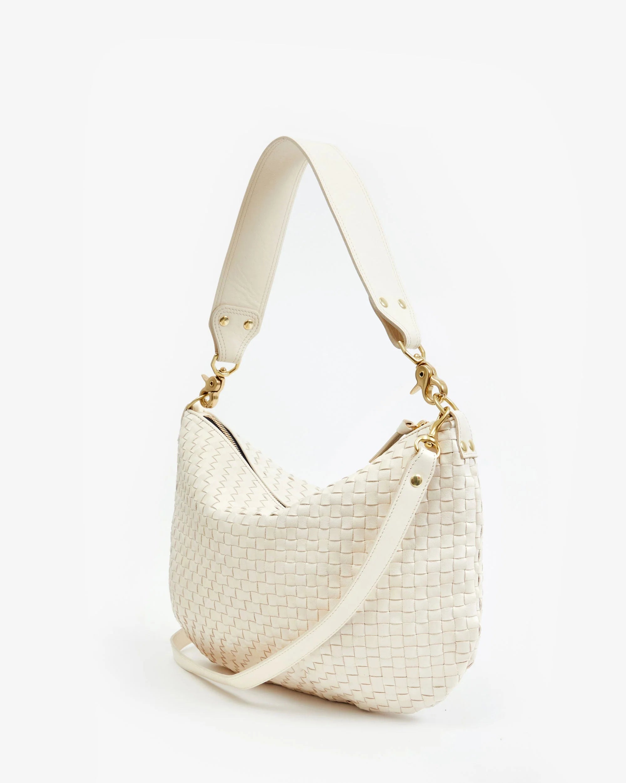 Clare V. Moyen Messenger Woven Checker Cream HB-SH-MY-100022