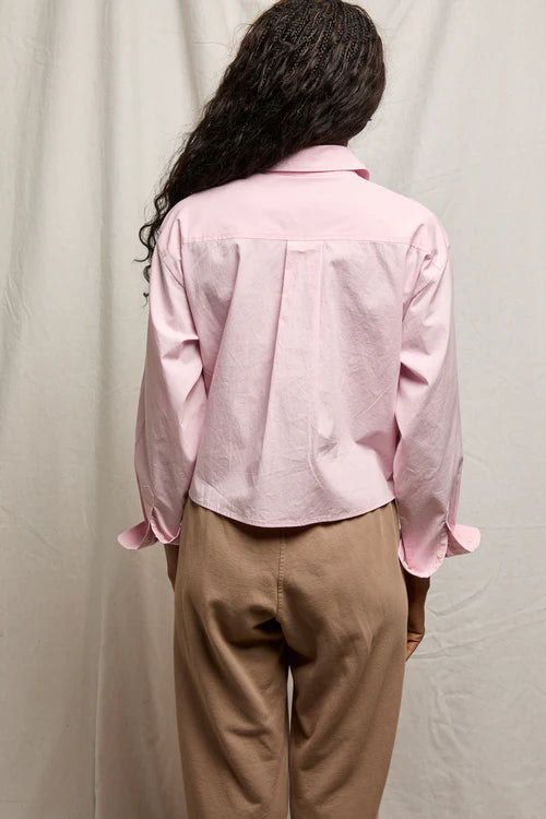 Perfect White Tee Naomi Poplin Long Sleeve Cropped Button Up