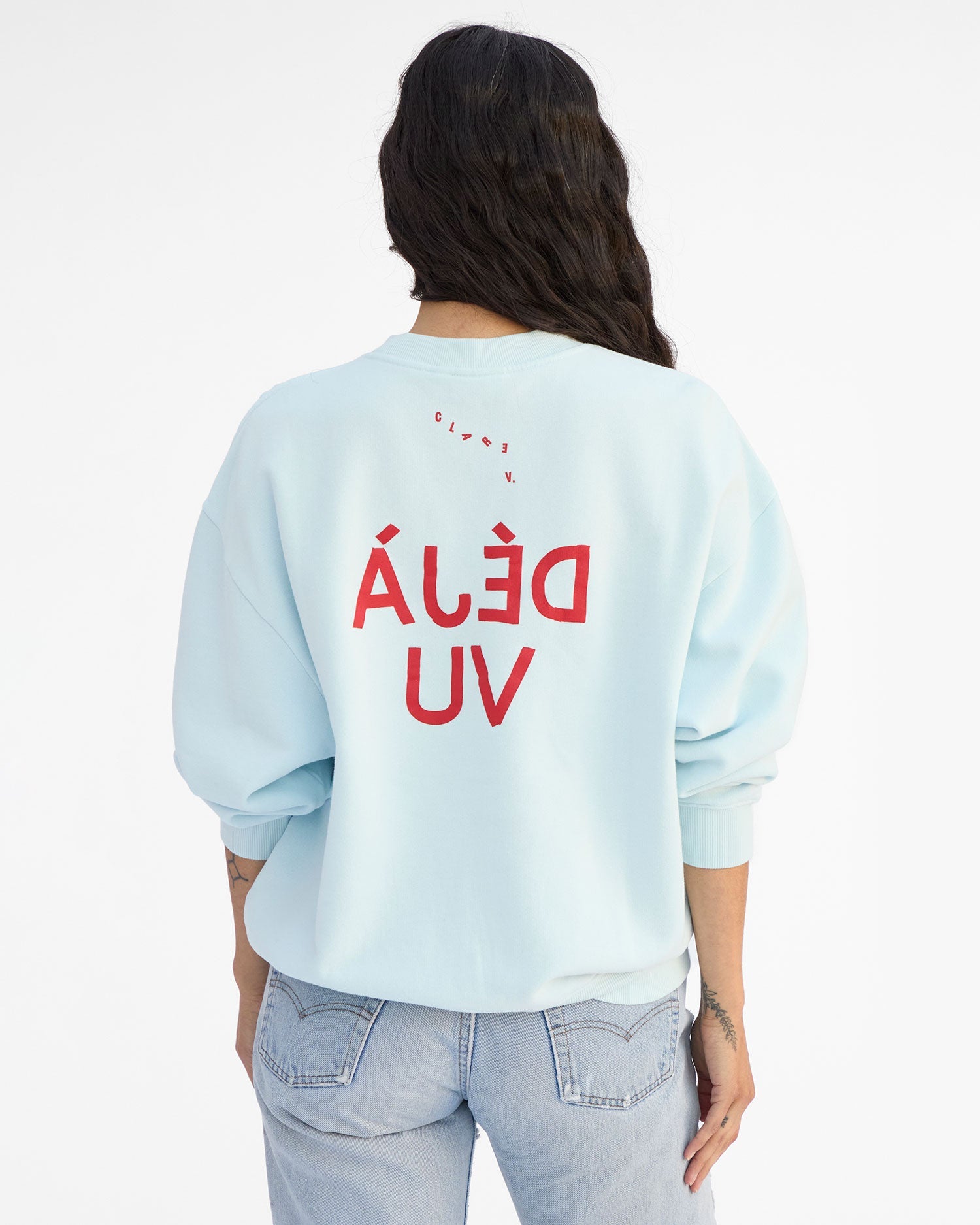 Clare V. Oversized Sweatshirt Deja Vu Sky Blue CVA1000759