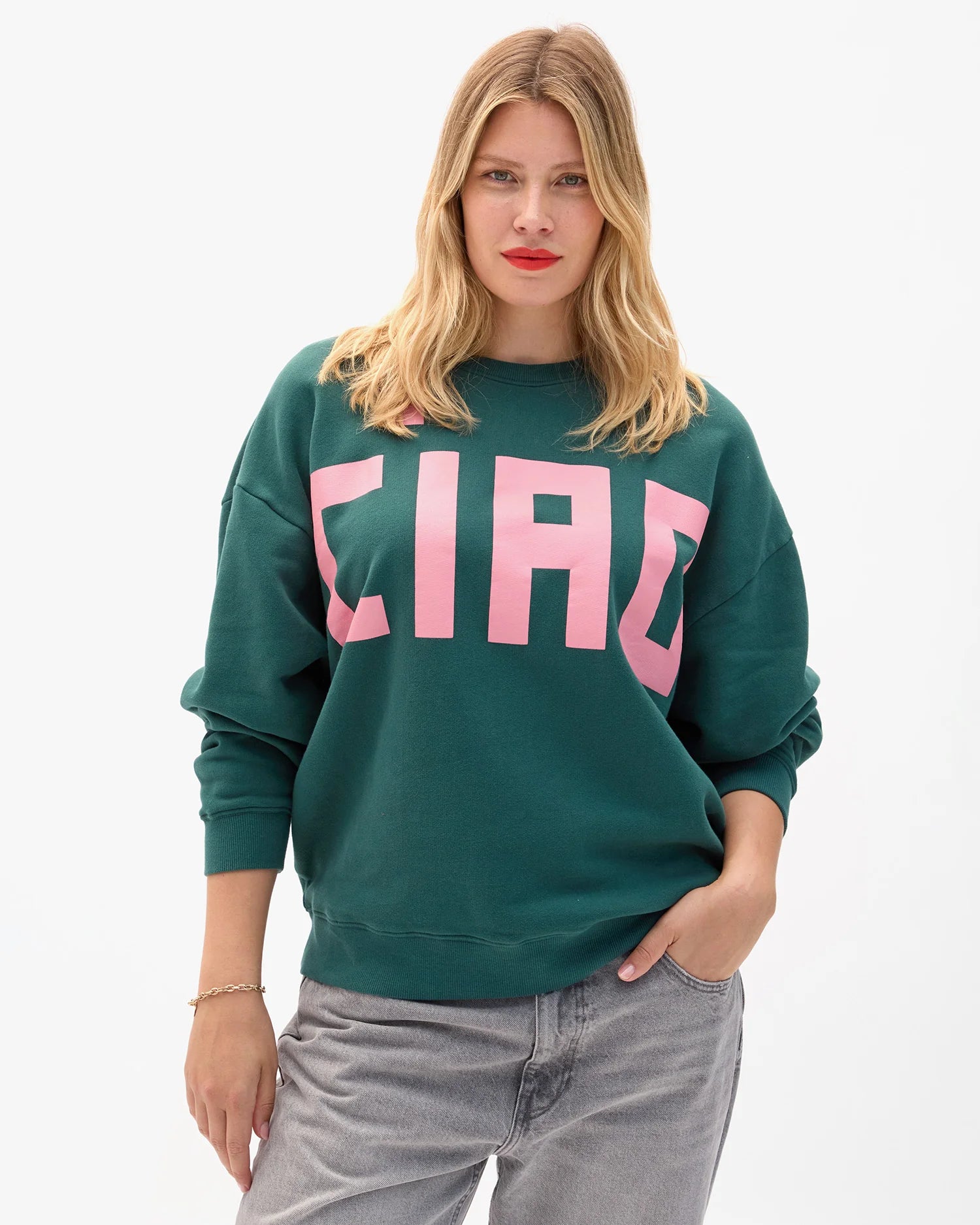 Clare V. Oversized Sweatshirt Grand Block Ciao AP-LS-LS-100343
