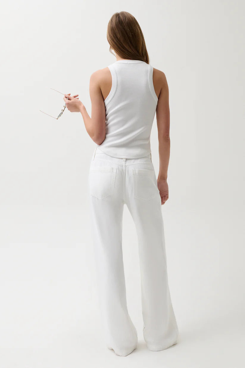 Pistola Jadyn Mid Rise Drawstring Palazzo Jean Optic White