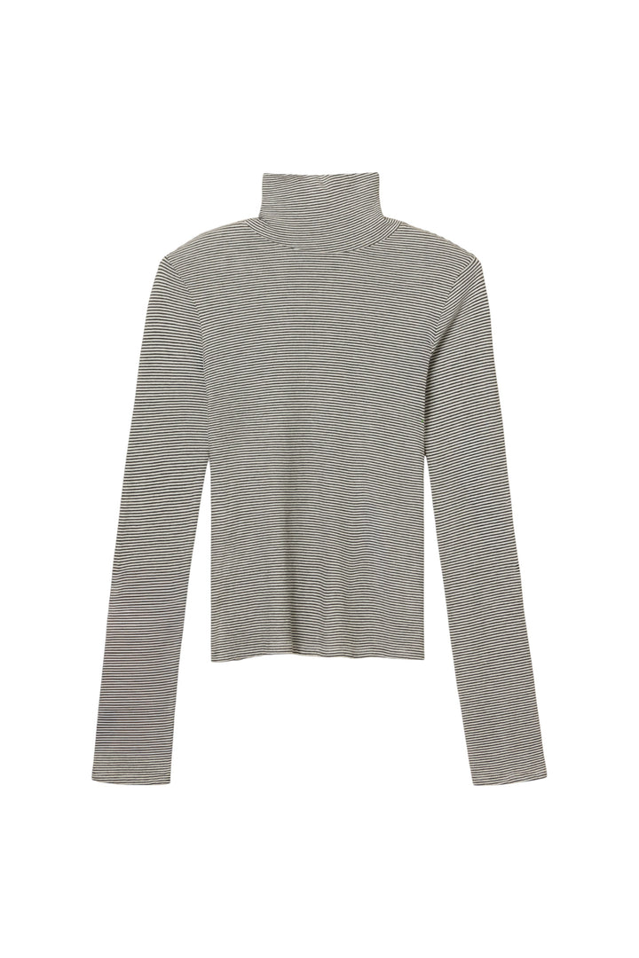 Perfect White Tee Cindy Stripe Recycled Cotton Turtleneck