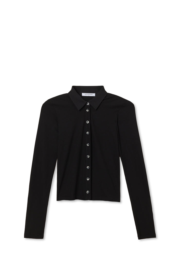 Perfect White Tee Amee Luxe Rib Button Up Polo